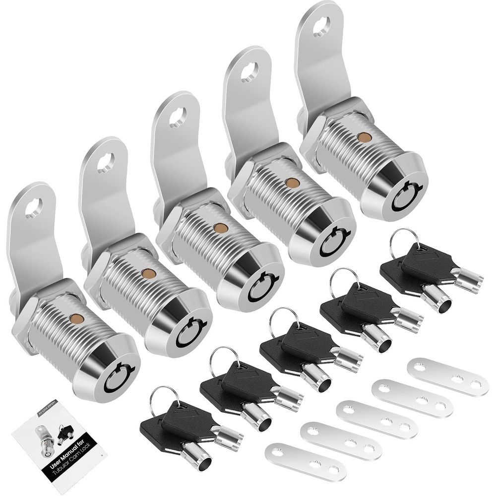 Door Lock - 5-pack kastsloten met sleutels, 7/8” RV-opbergsloten