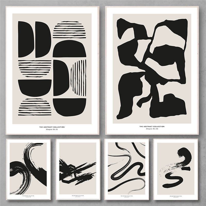 Paint Brush - Minimalistische verfstreken abstracte muurkunst print zwarte