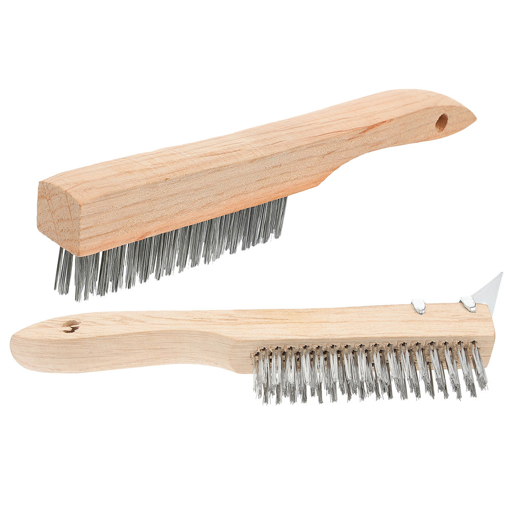Paint Brush - 2 stuks stalen draadborstels met houten