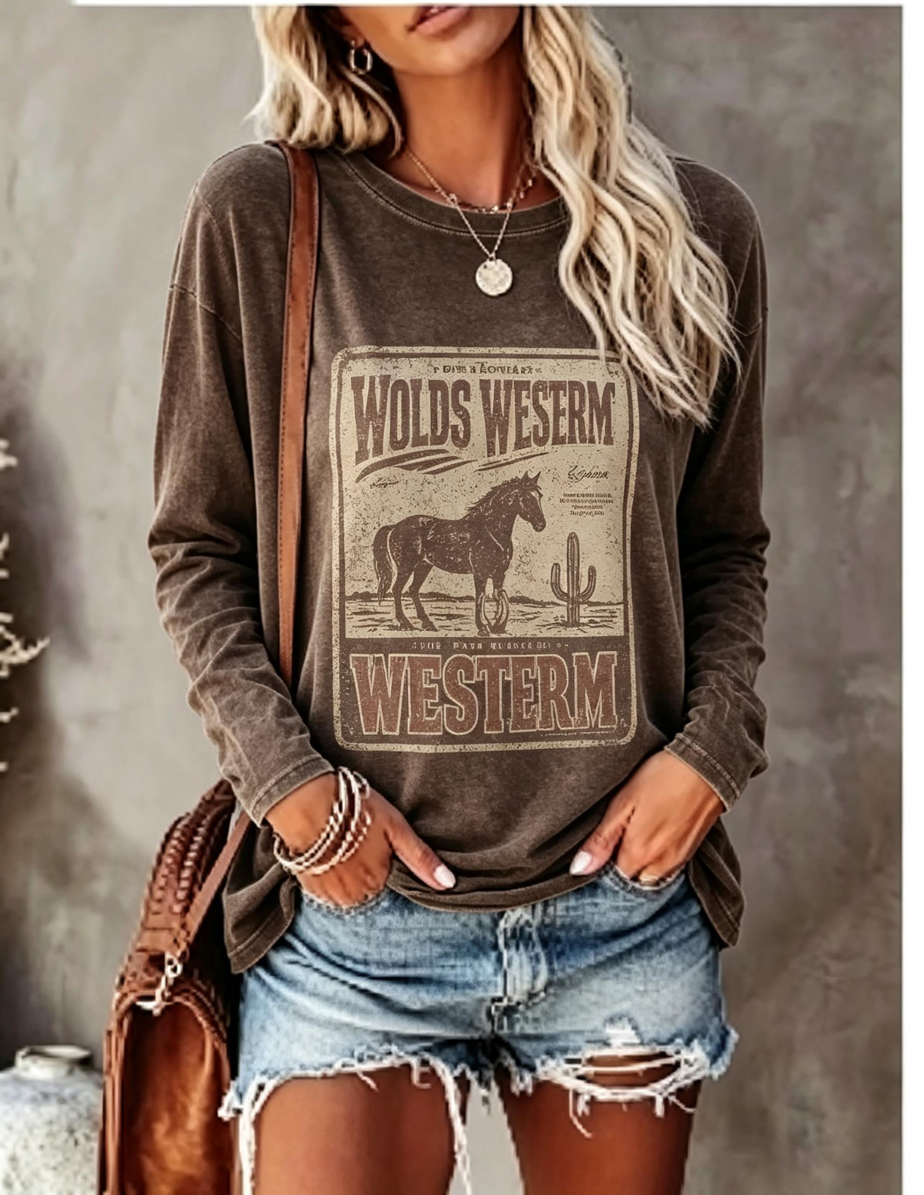 Wallpaper - Dames T-shirt met lange mouwen, vintage